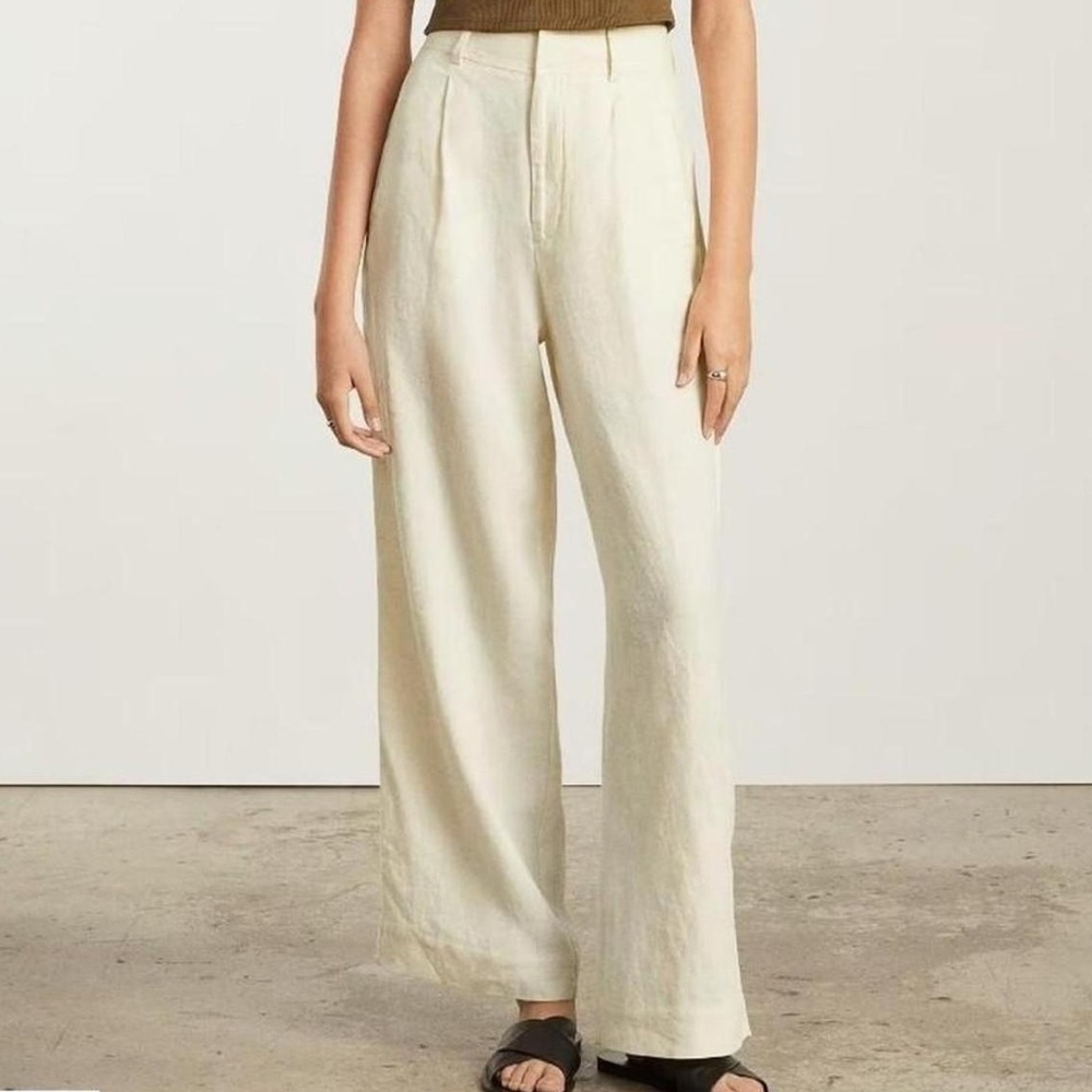 Everlane Linen Way-High® Drape Pant in Bone—Size 4